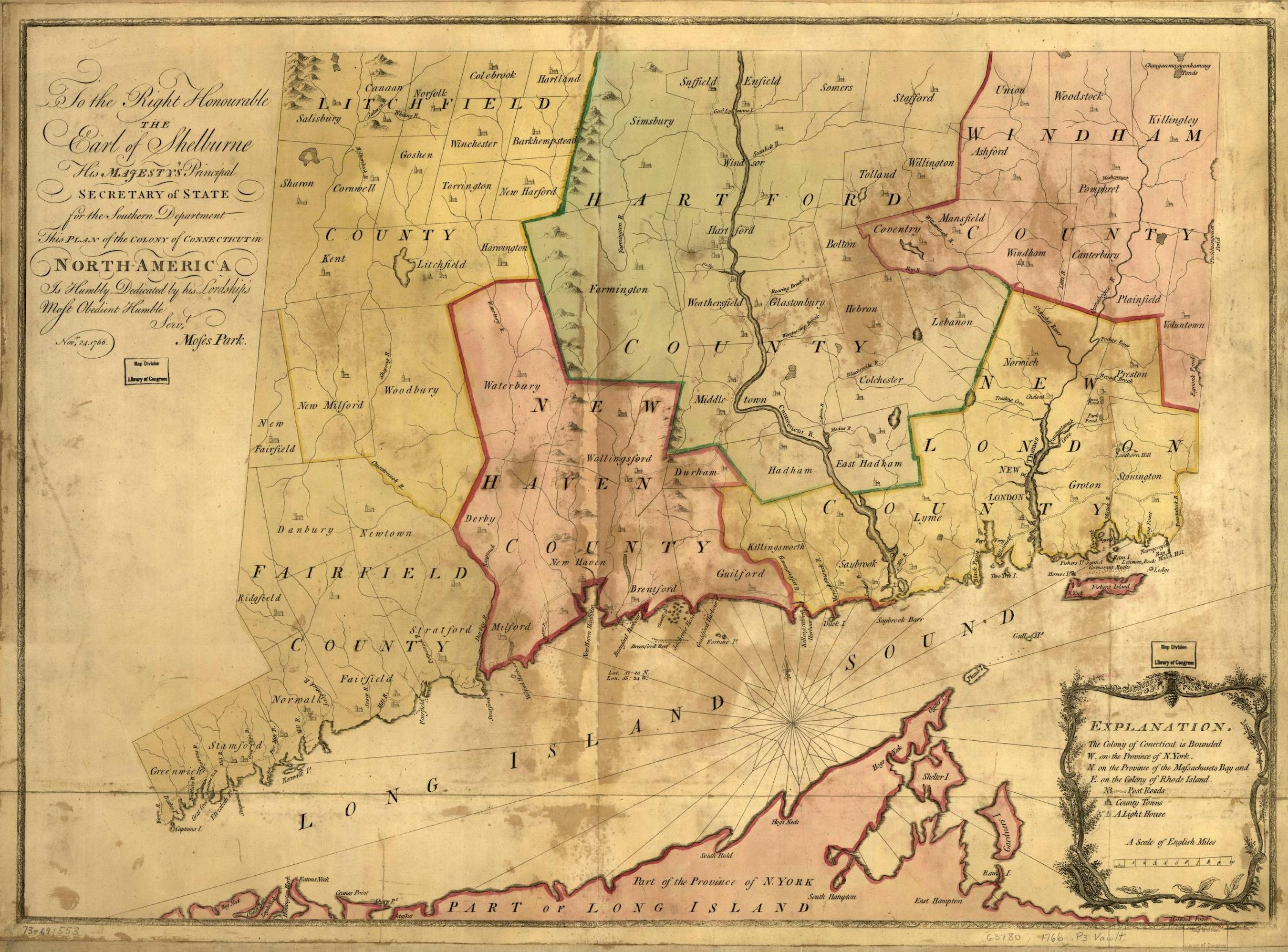 Connecticut Era1 Moses Park Map of the Colony